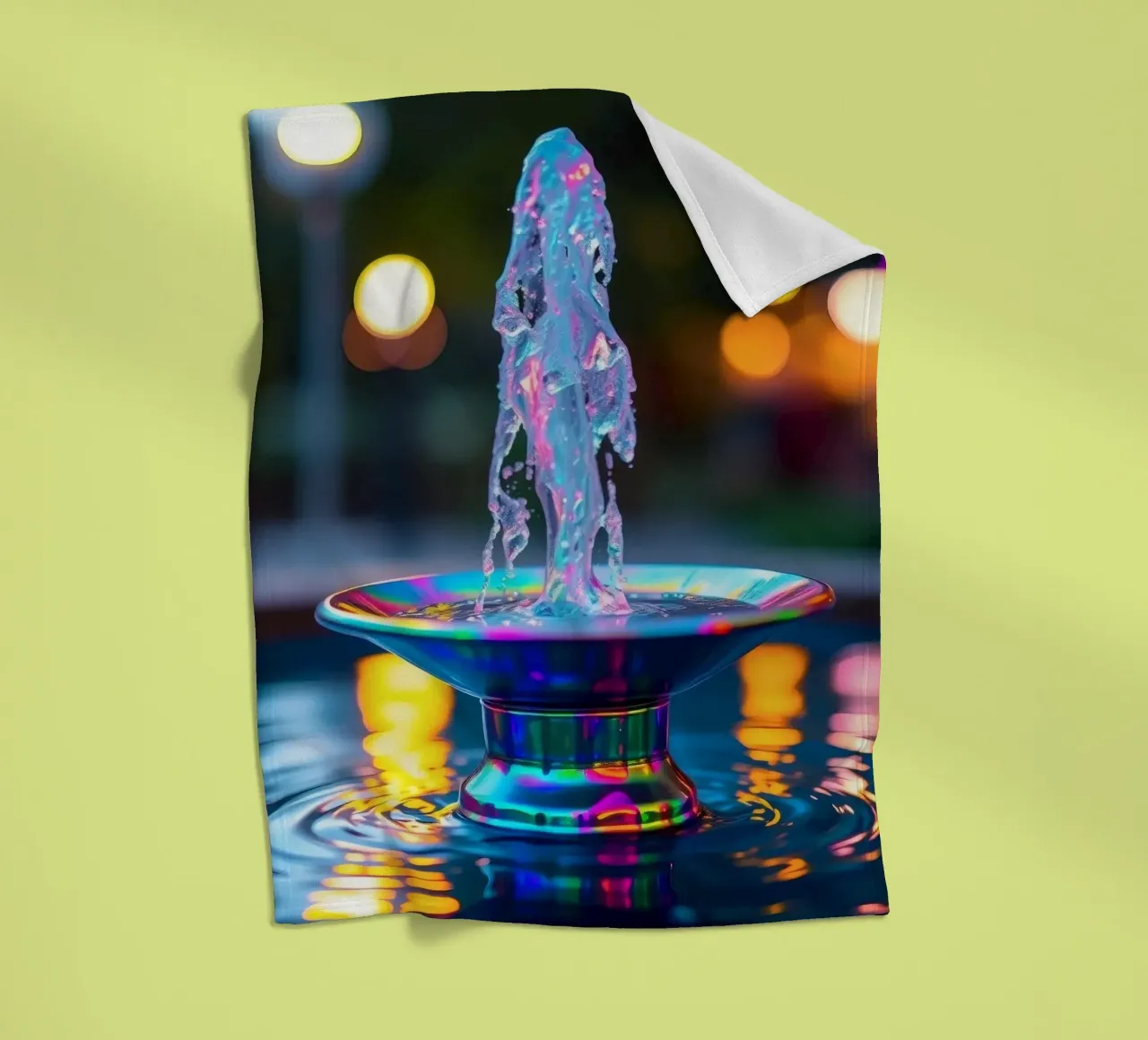 Colorful fountain creates a mesmerizing display of light fleece blanket by DesignDoodle