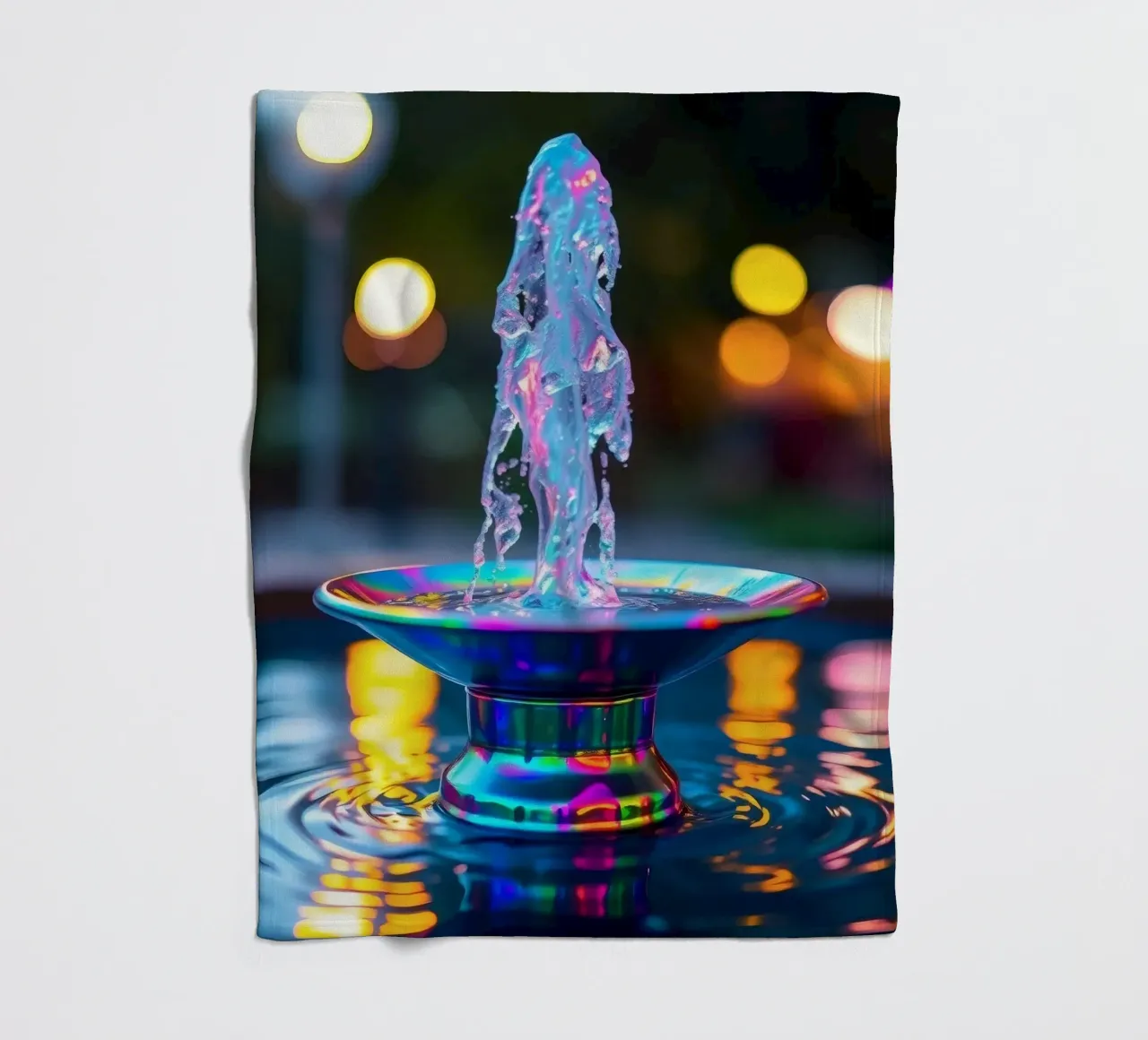Colorful fountain creates a mesmerizing display of light fleece blanket by DesignDoodle