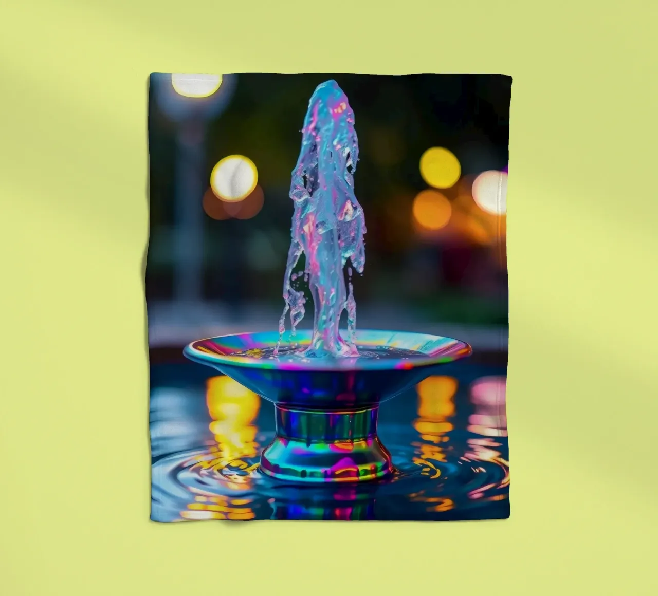 Colorful fountain creates a mesmerizing display of light fleece blanket by DesignDoodle