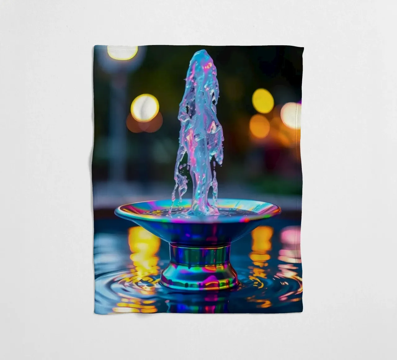 Colorful fountain creates a mesmerizing display of light fleece blanket by DesignDoodle