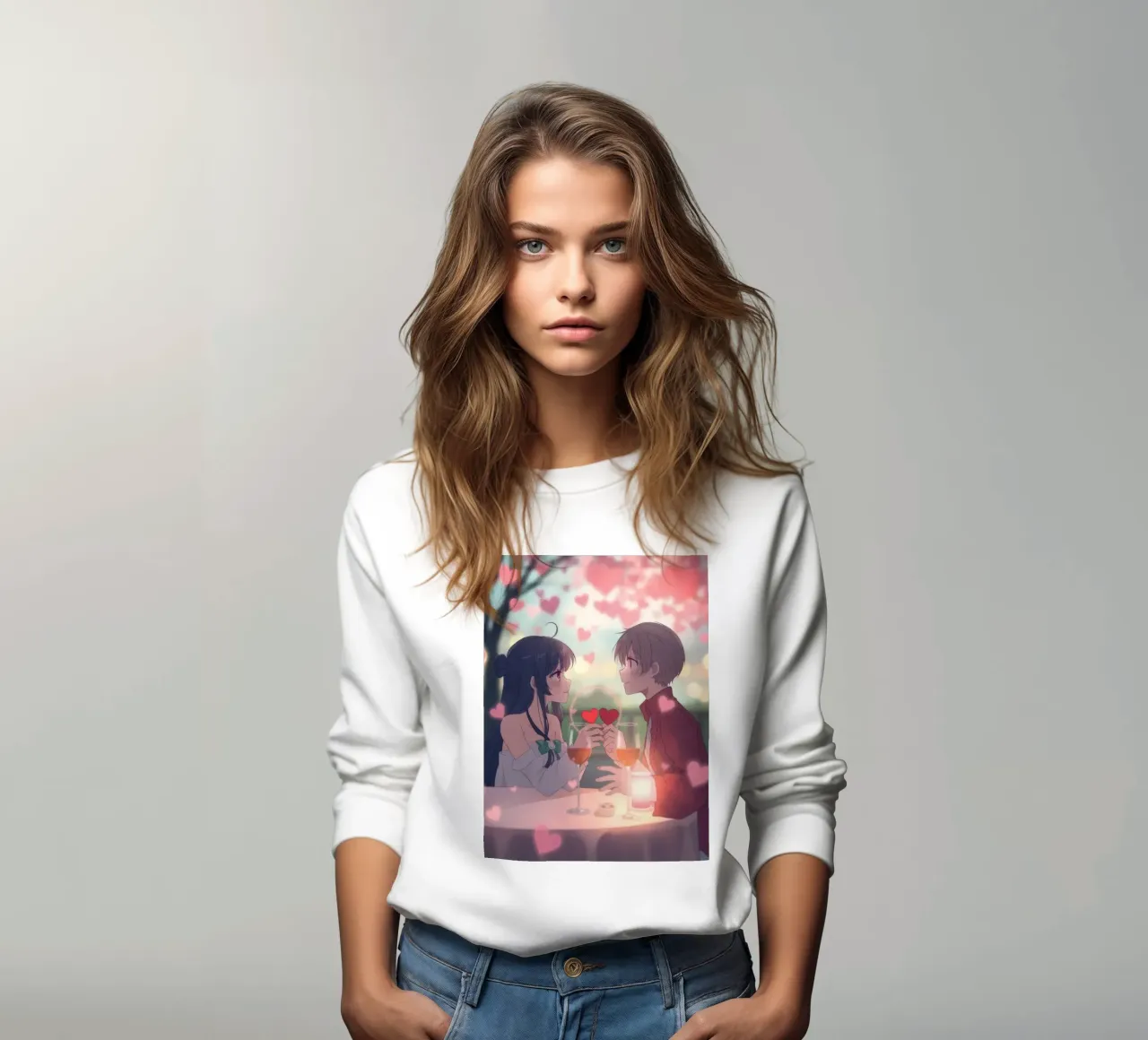 Coppia che si gode una cena romantica sotto i ciliegi in fiore felpa da DesignDoodle