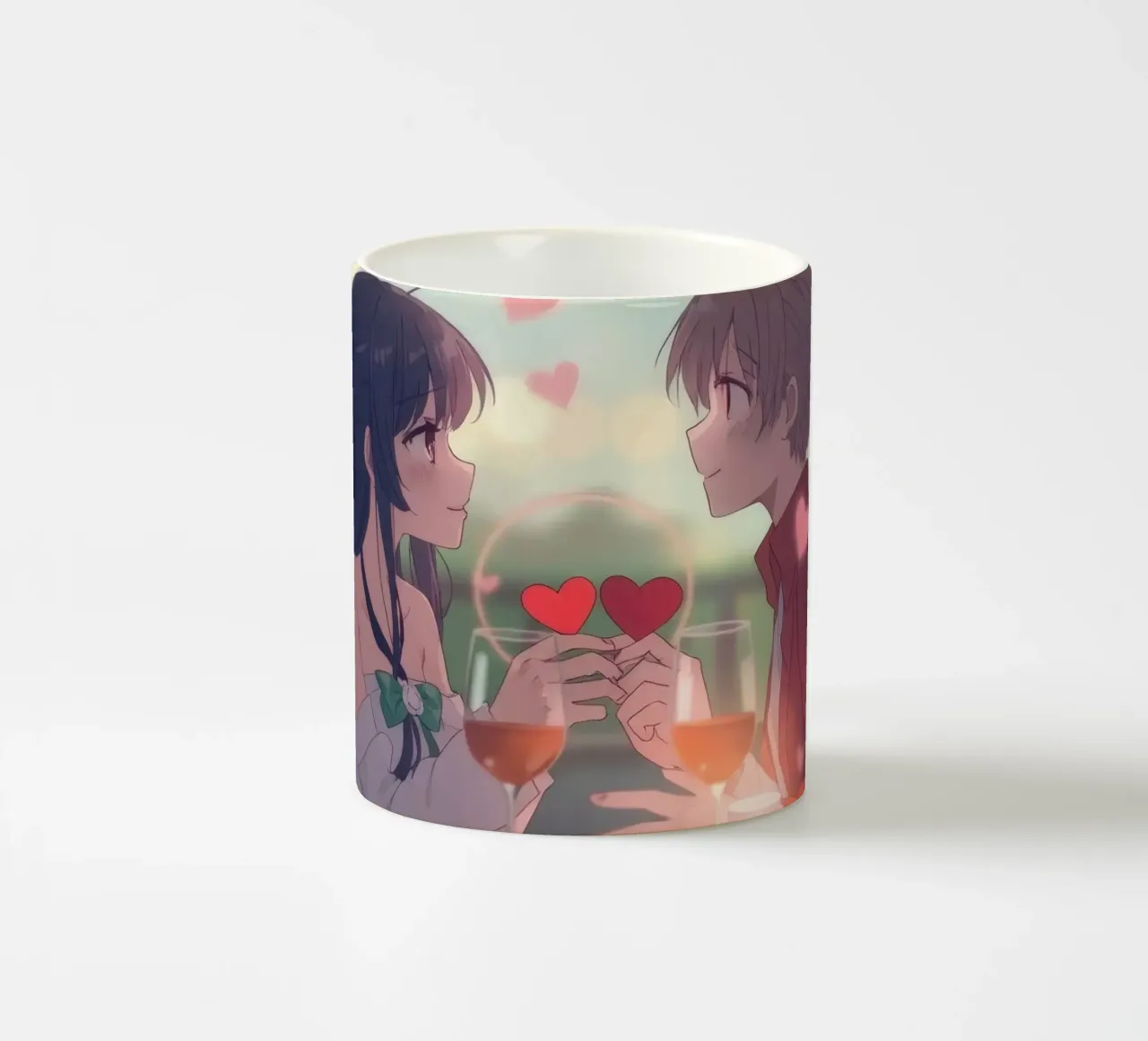 Coppia che si gode una cena romantica sotto i ciliegi in fiore tazza in ceramica da DesignDoodle