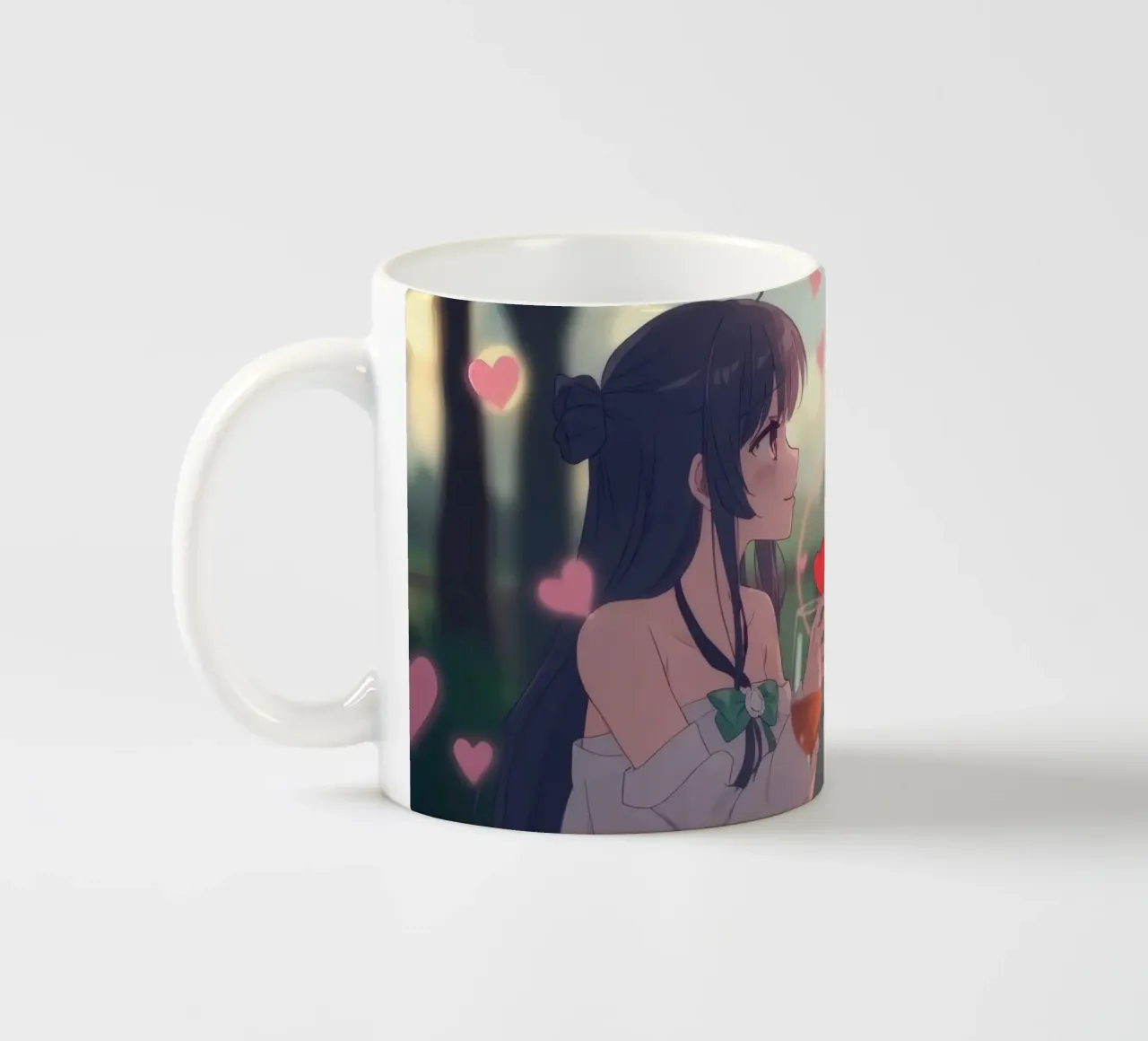 Coppia che si gode una cena romantica sotto i ciliegi in fiore tazza in ceramica da DesignDoodle