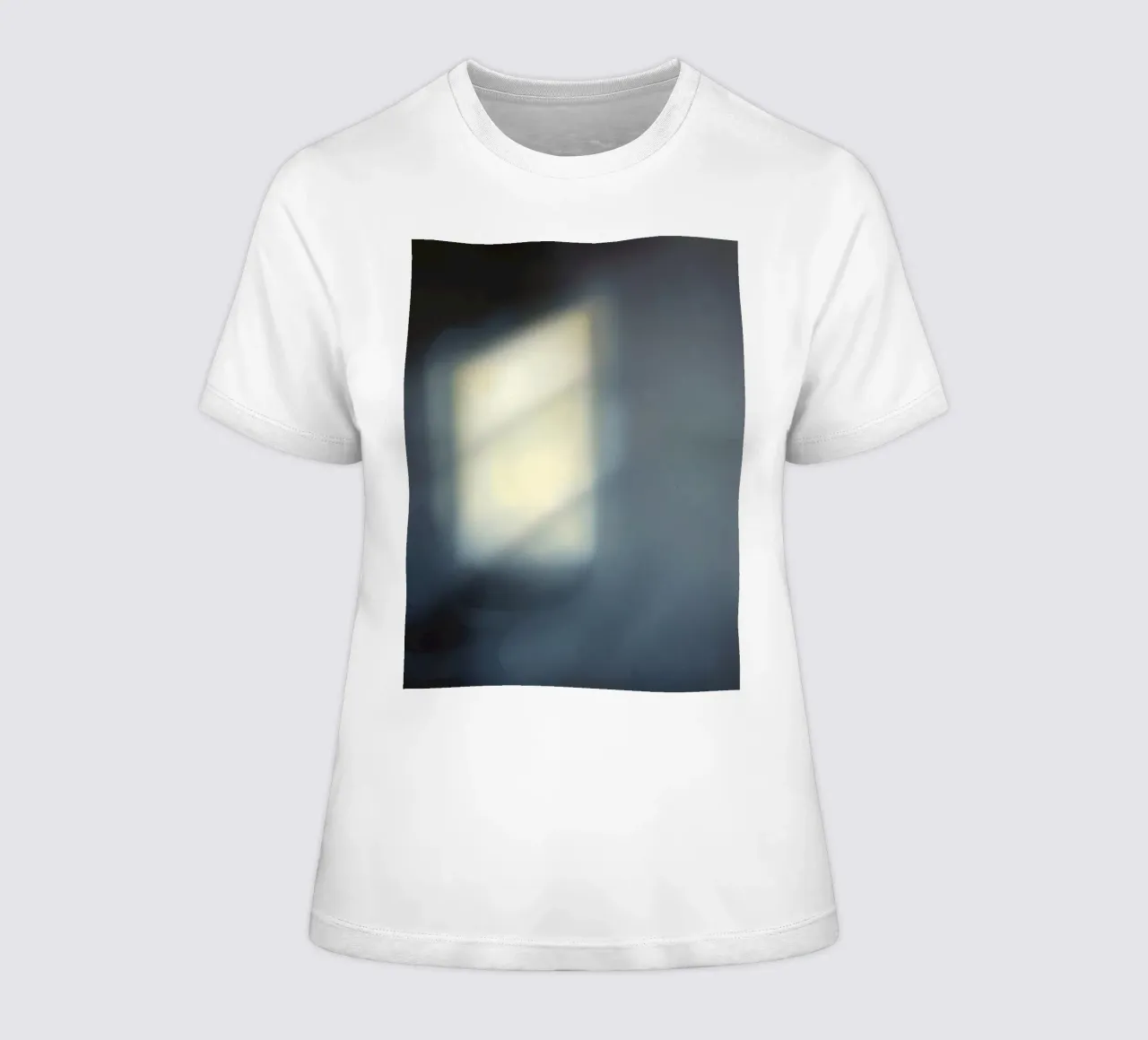 Soft light filters through a window, creating a hazy ambianc women's fitted t-shirt by DesignDoodle
