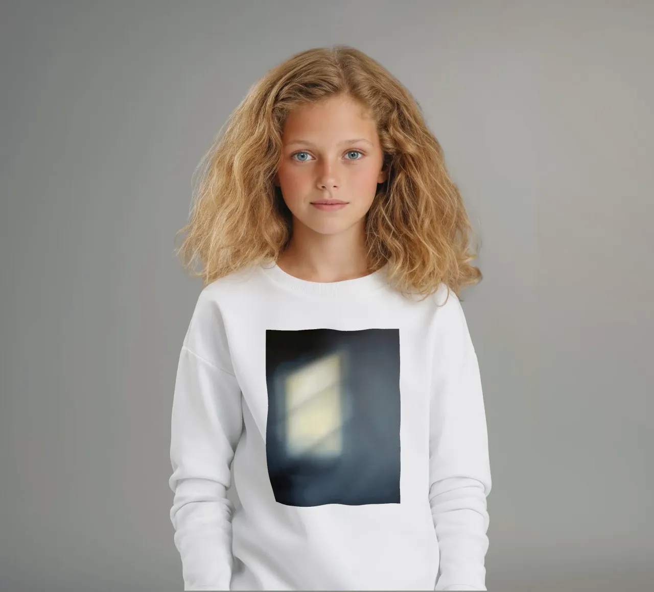 Soft light filters through a window, creating a hazy ambianc kids sweatshirt by DesignDoodle