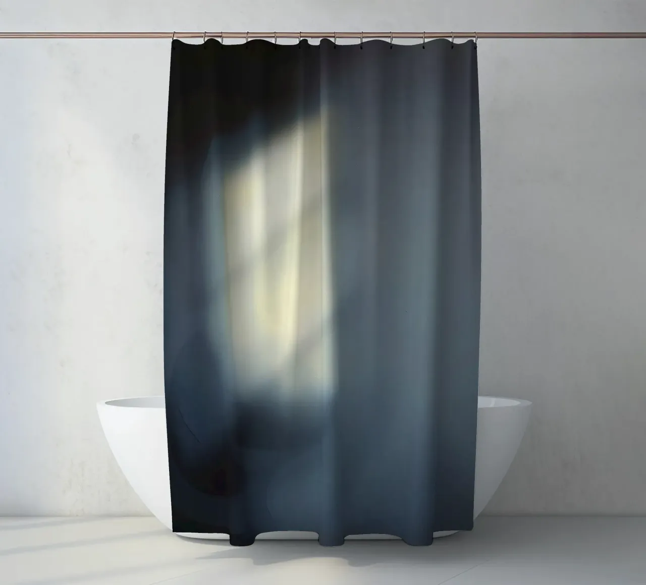 Soft light filters through a window, creating a hazy ambianc shower curtain by DesignDoodle