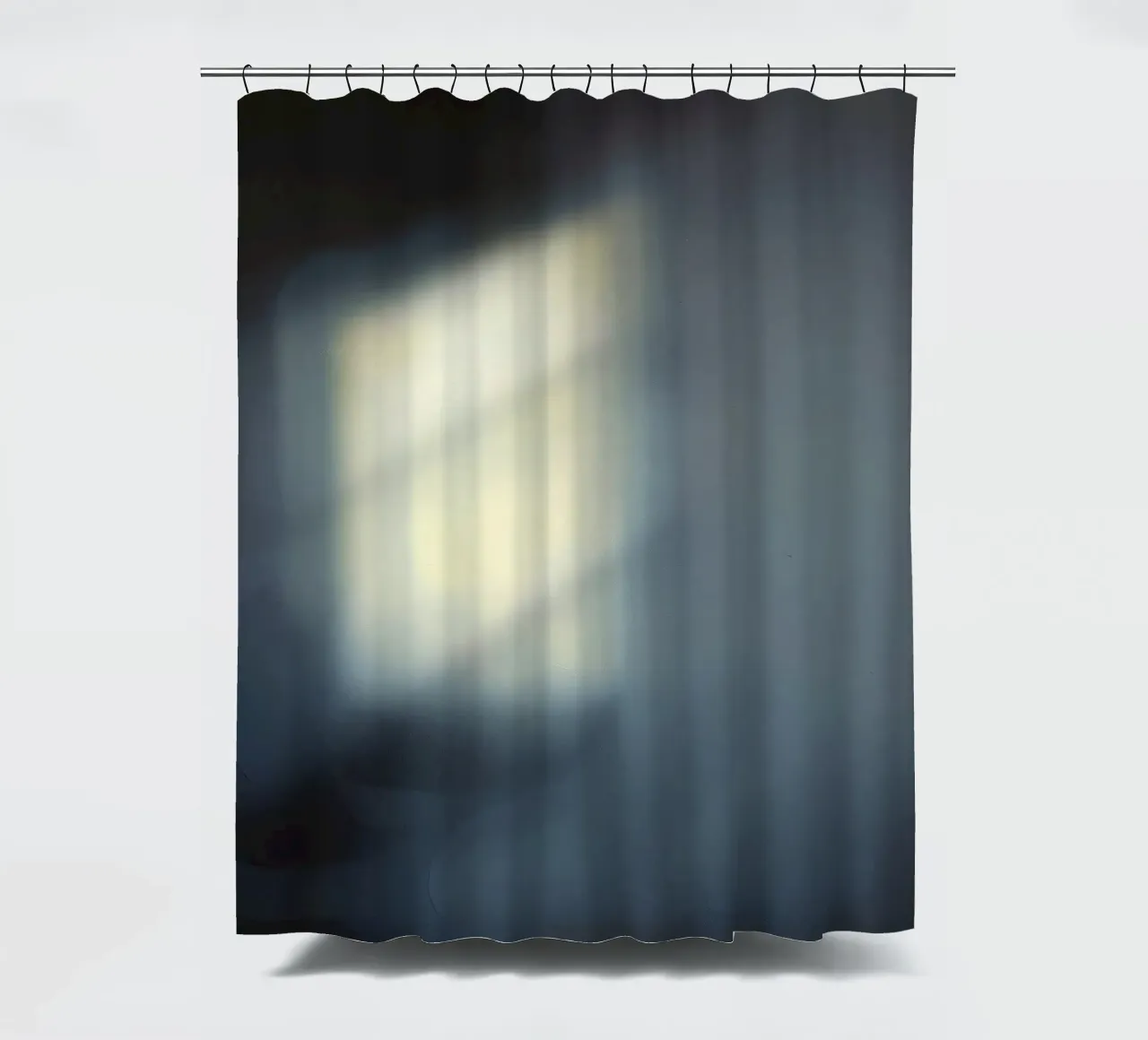 Soft light filters through a window, creating a hazy ambianc shower curtain by DesignDoodle