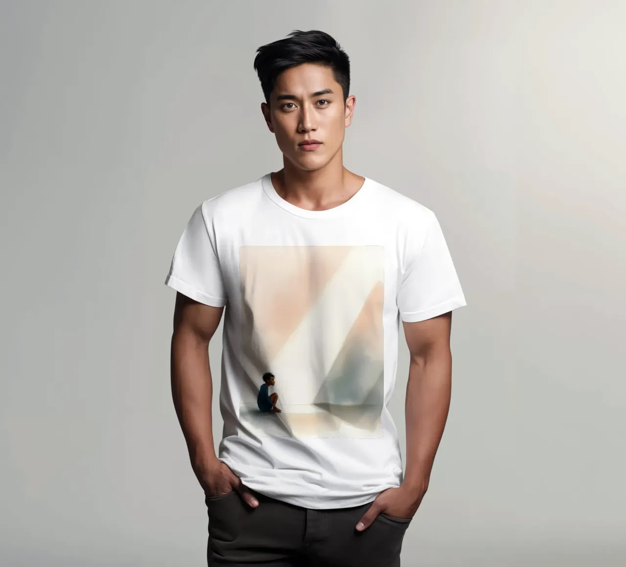 Junge sitzt in stiller Kontemplation, während Licht auf ihn fällt T-Shirt von DesignDoodle
