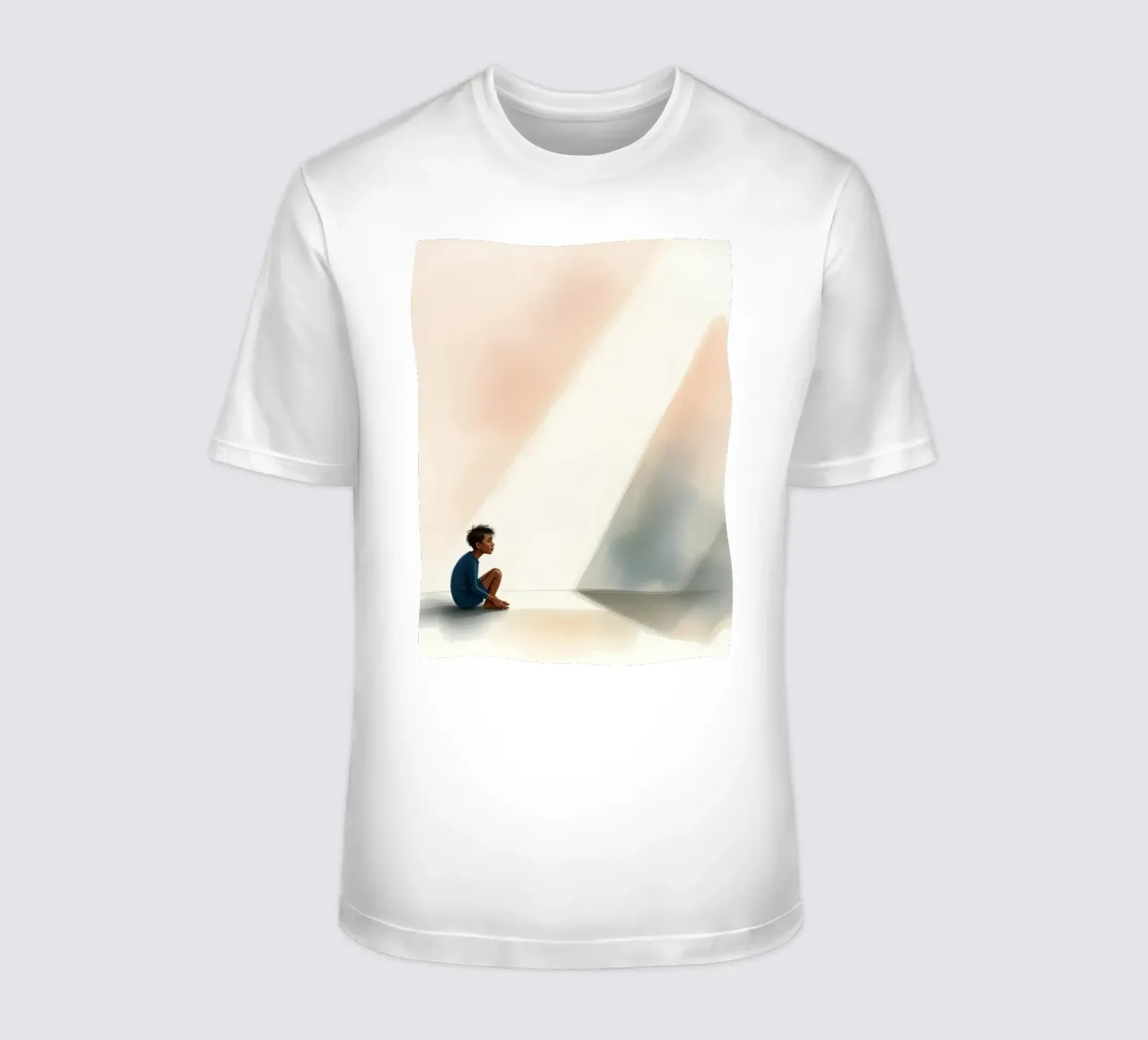 Junge sitzt in stiller Kontemplation, während Licht auf ihn fällt T-Shirt von DesignDoodle