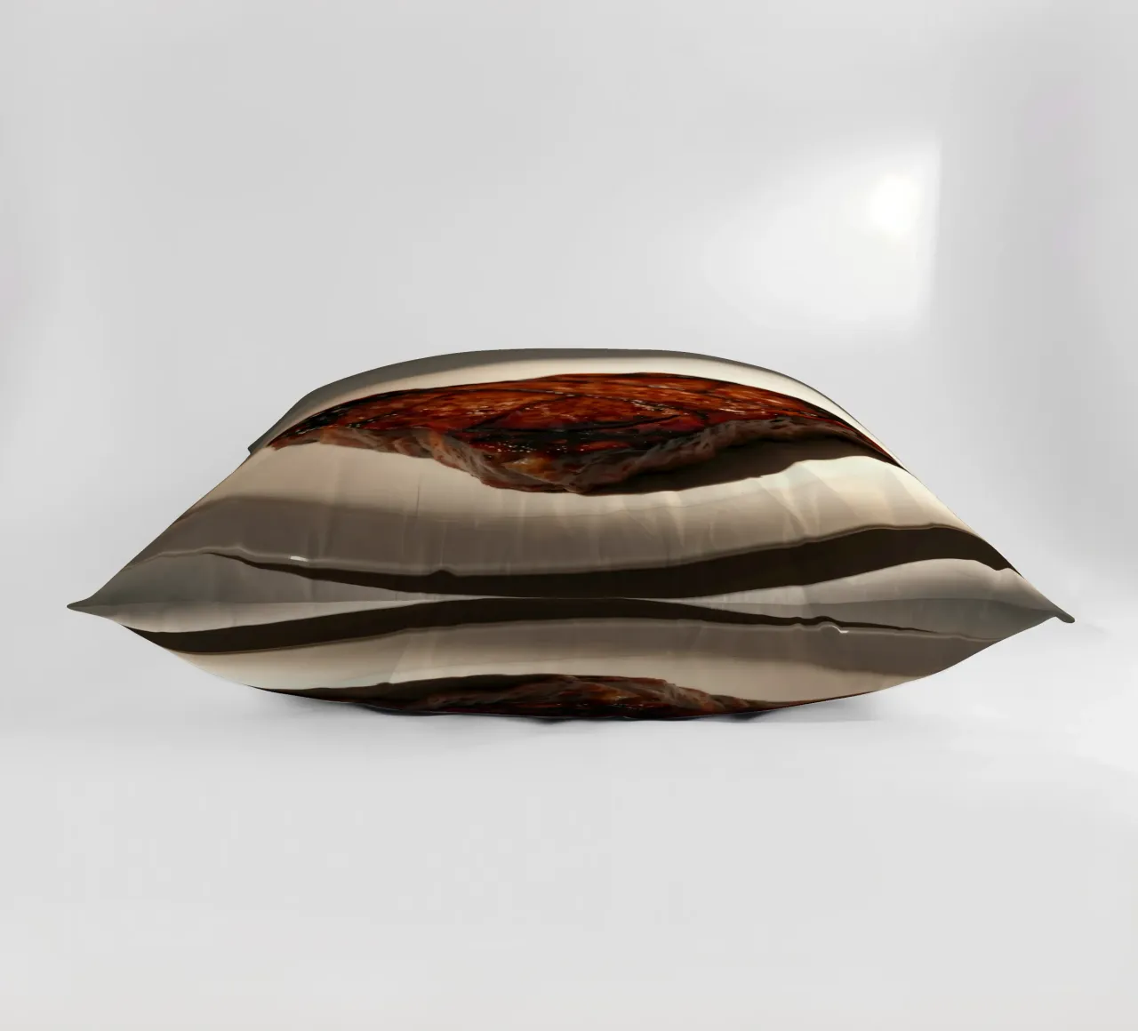 Bistecca perfettamente grigliata servita su un semplice piatto bianco cuscino da DesignDoodle