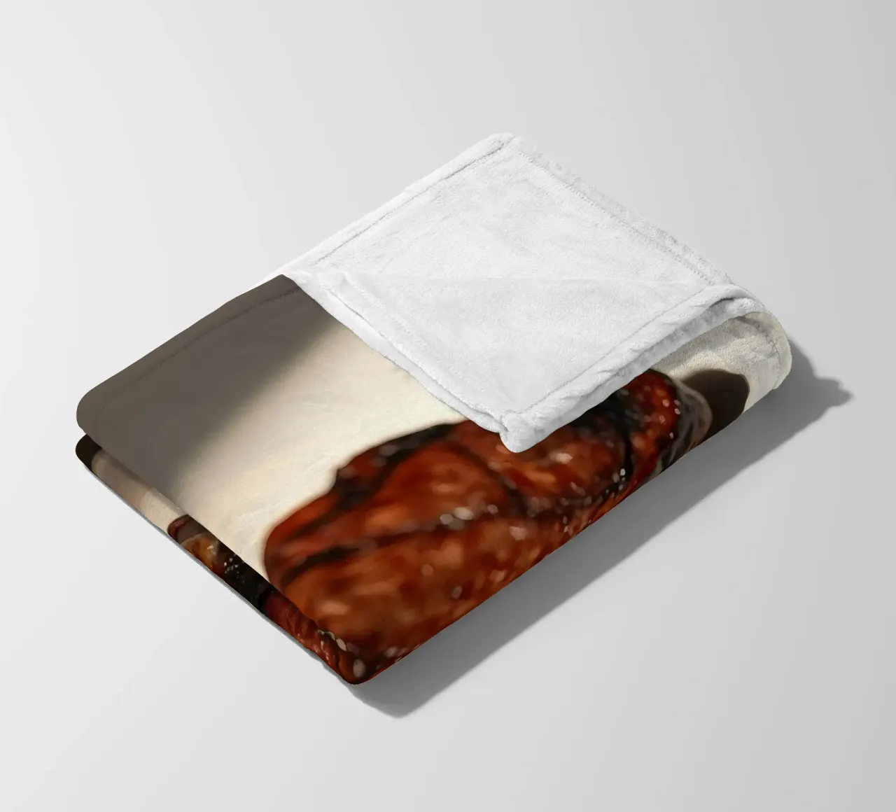 Bistecca perfettamente grigliata servita su un semplice piatto bianco coperta in pile da DesignDoodle