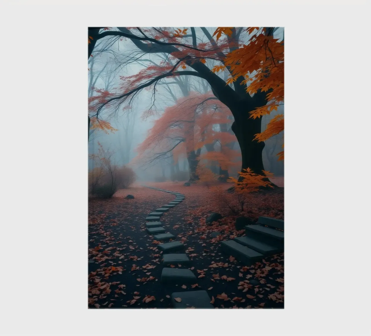 Sentier d'automne serein serpentant à travers une forêt brumeuse carnet de notes de DesignDoodle