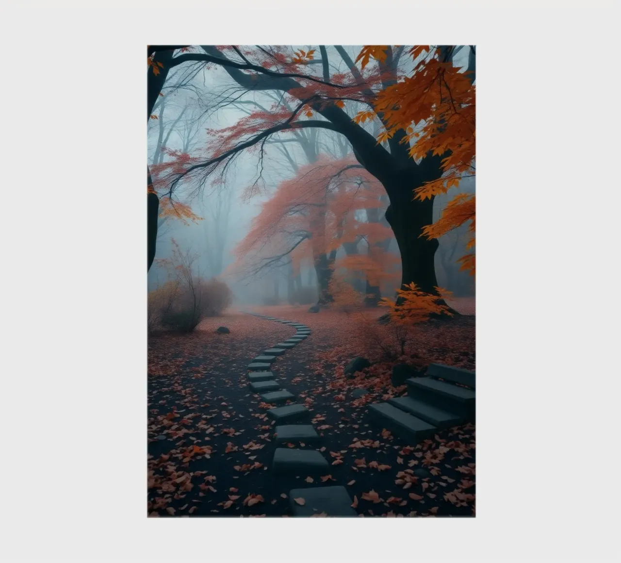 Sentier d'automne serein serpentant à travers une forêt brumeuse carnet de notes de DesignDoodle