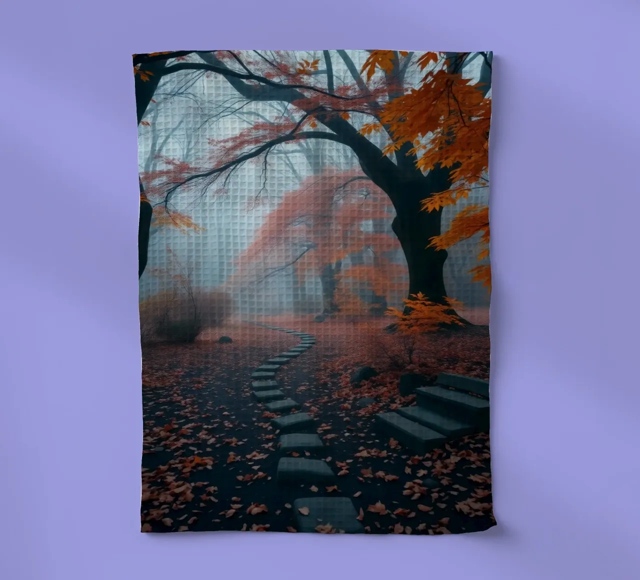 Sentier d'automne serein serpentant à travers une forêt brumeuse torchon de DesignDoodle