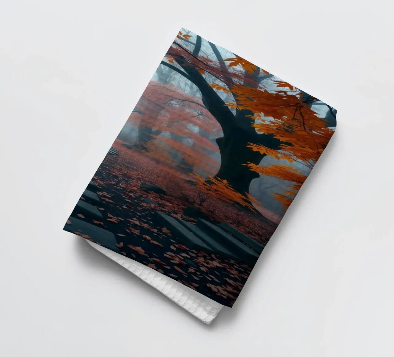 Sentier d'automne serein serpentant à travers une forêt brumeuse torchon de DesignDoodle