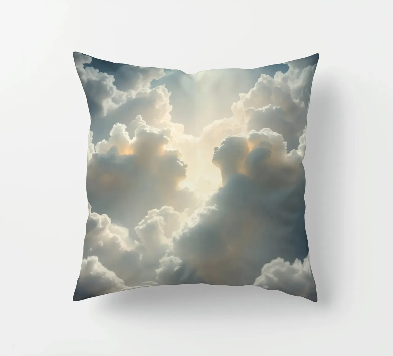 Les nuages majestueux illuminés par la lumière du soleil révèlent des formes éthérées. coussin de DesignDoodle