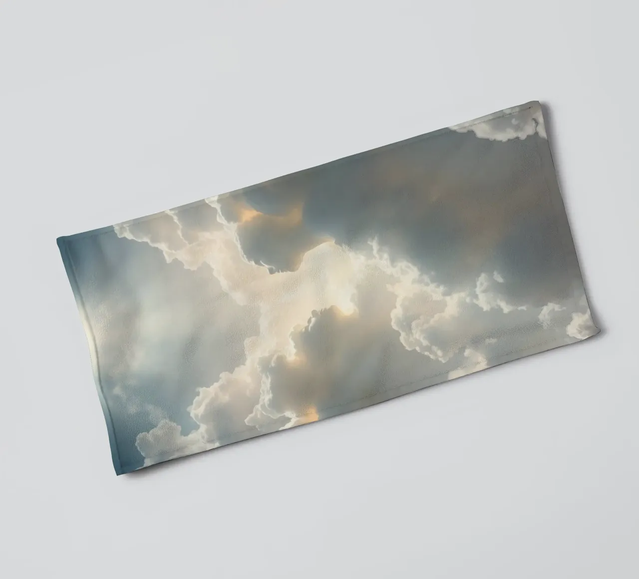 Majestic clouds illuminated by sunlight reveal ethereal shap towel by DesignDoodle