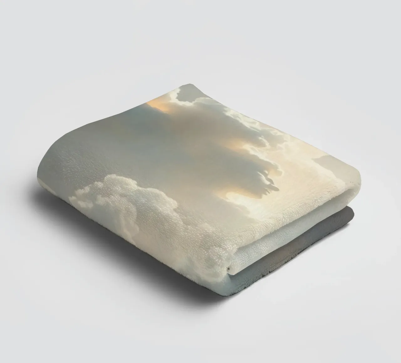 Majestic clouds illuminated by sunlight reveal ethereal shap towel by DesignDoodle