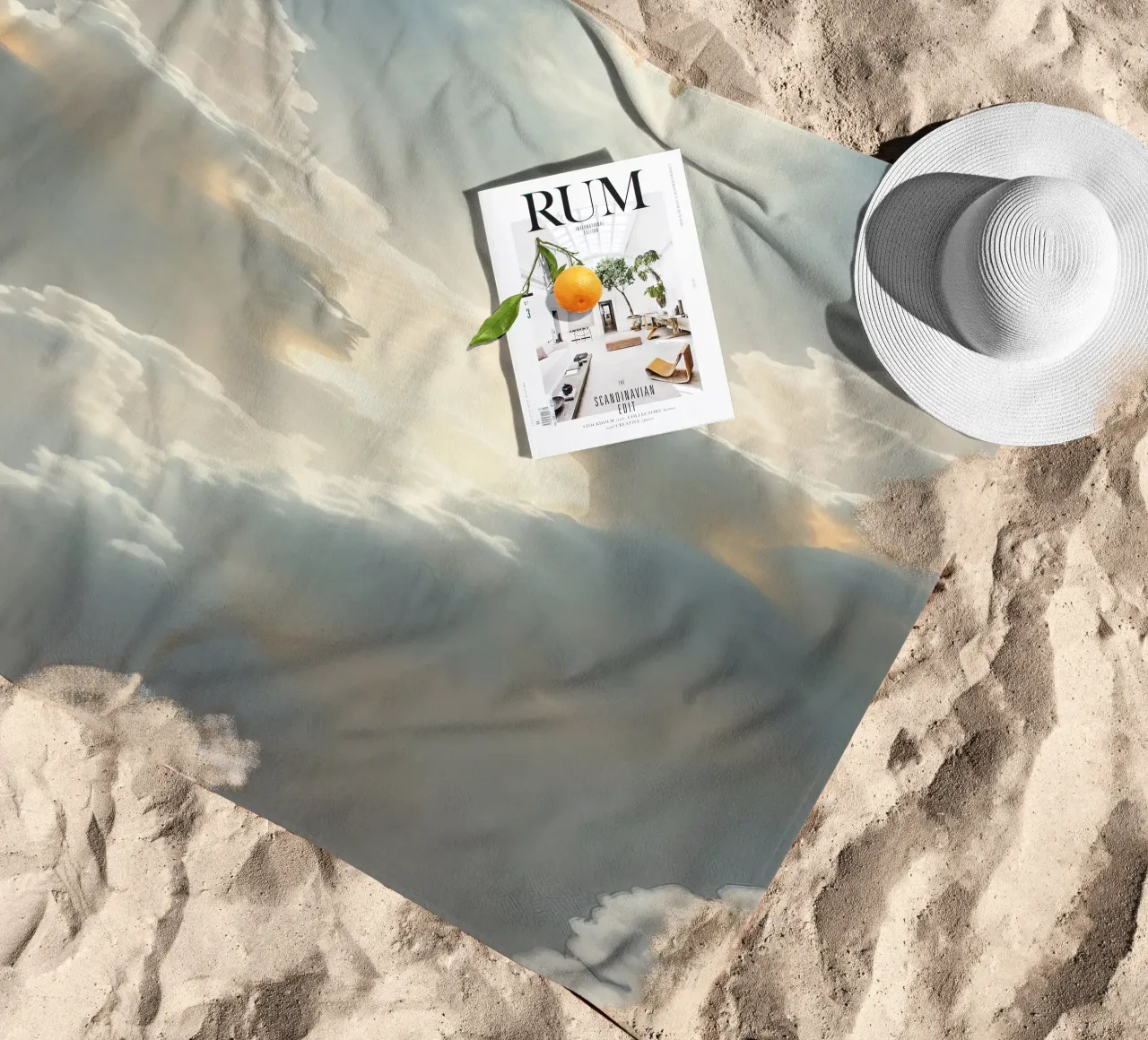 Majestic clouds illuminated by sunlight reveal ethereal shap beach towel by DesignDoodle