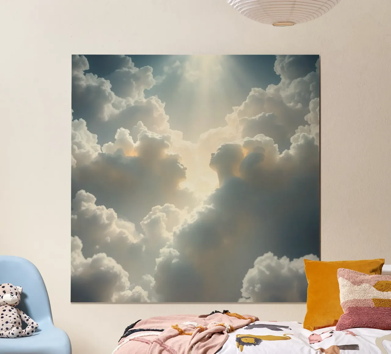 Majestätische Wolken, die vom Sonnenlicht beleuchtet werden, enthüllen eine ätherische Form Hahnemühle von DesignDoodle