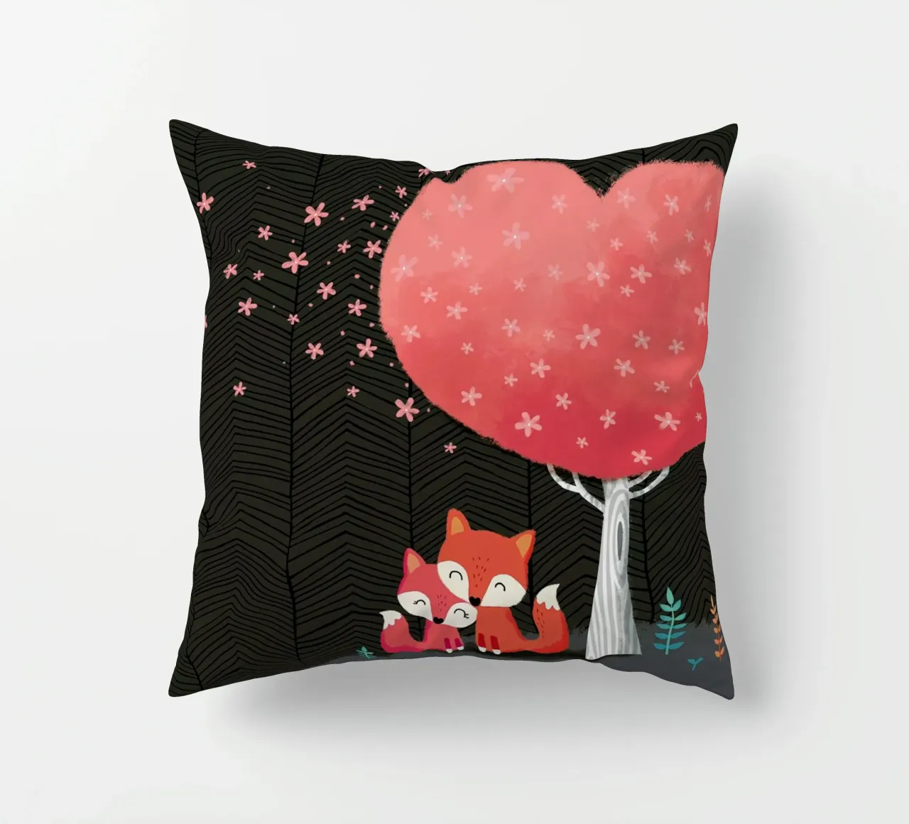 Foxes with Blossom cuscino da DinoMike