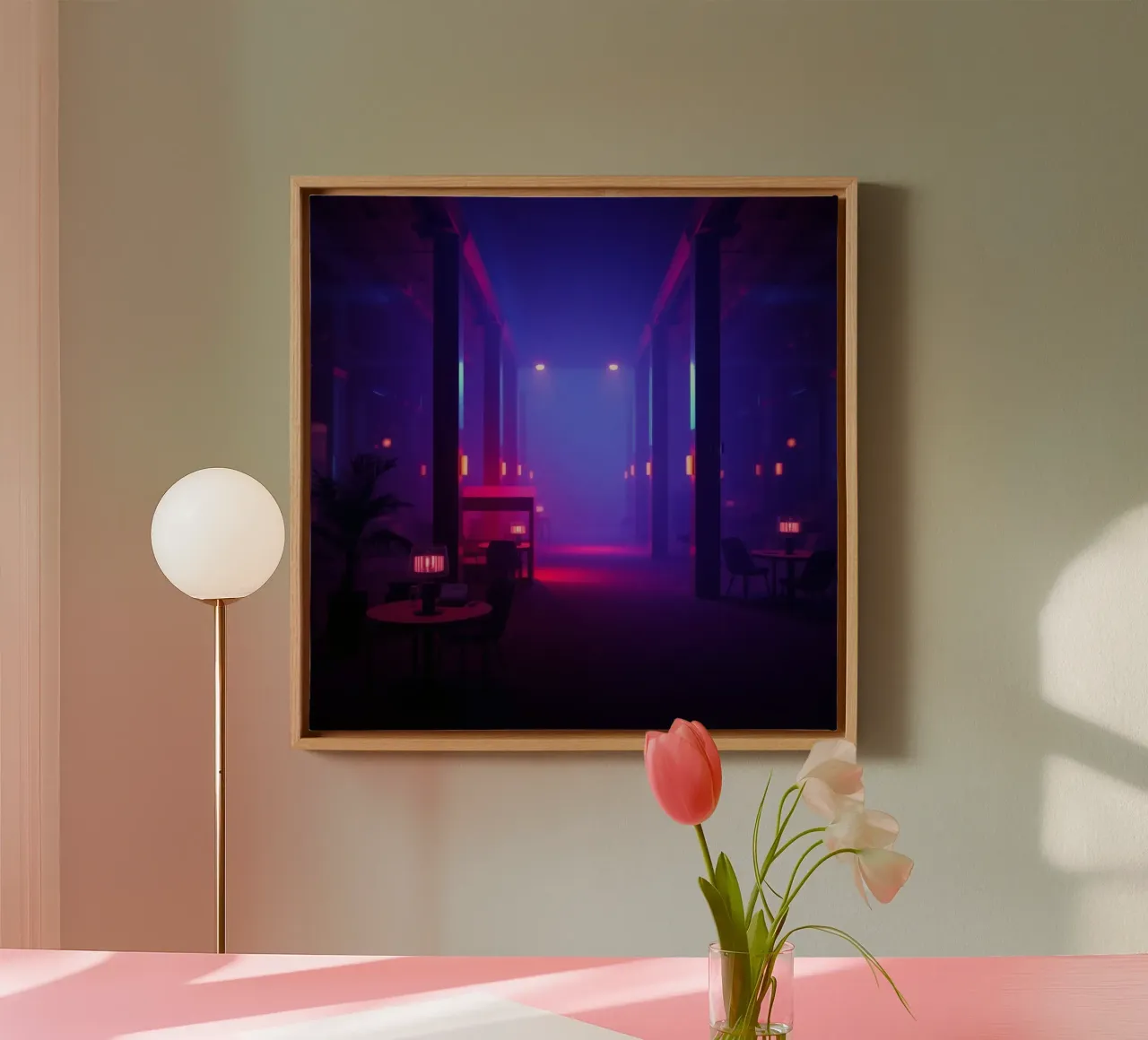 Luogo unico e suggestivo con illuminazione colorata tela da DesignDoodle