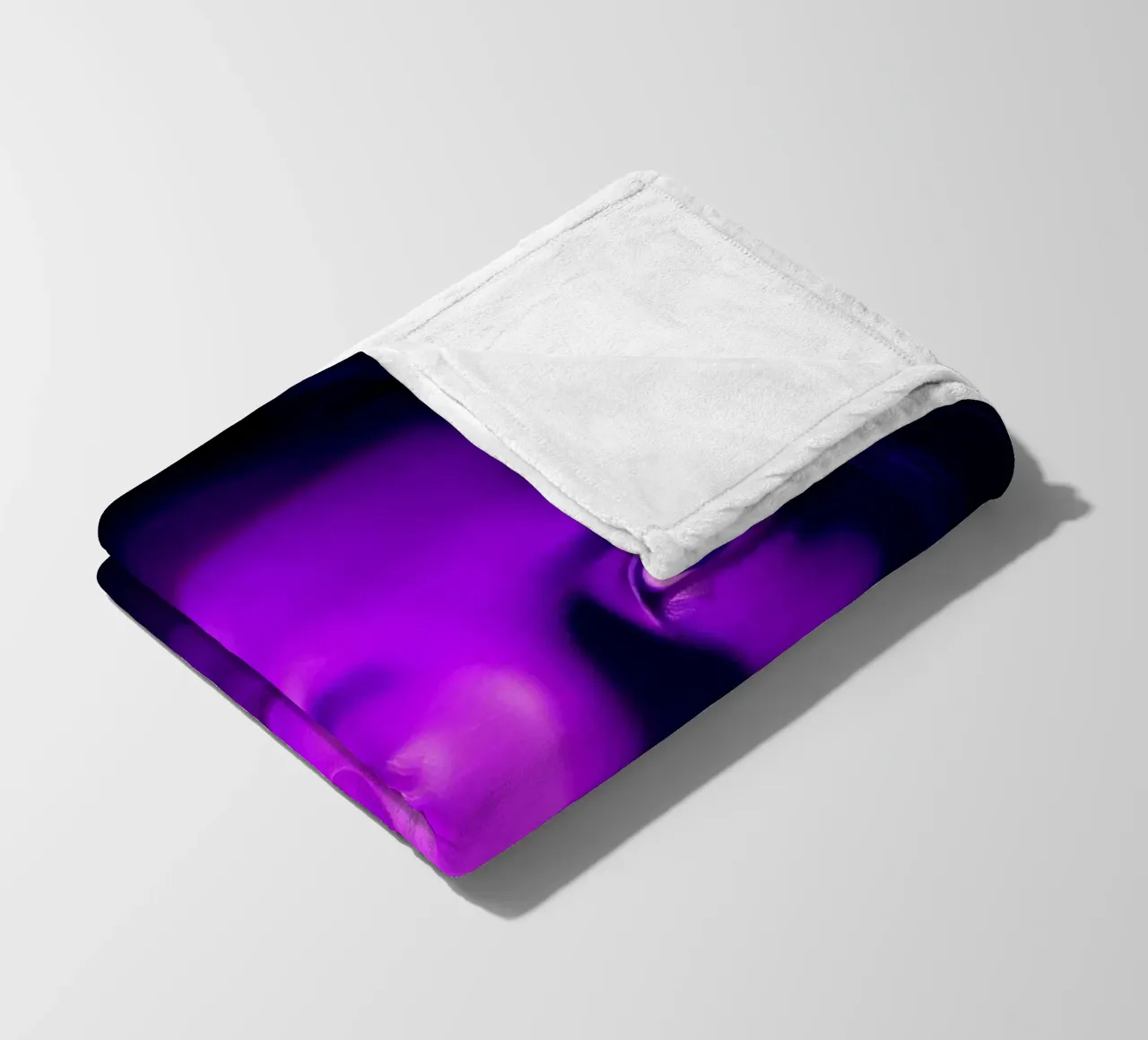 Striking portrait with purple lighting highlighting facial fleece blanket by DesignDoodle