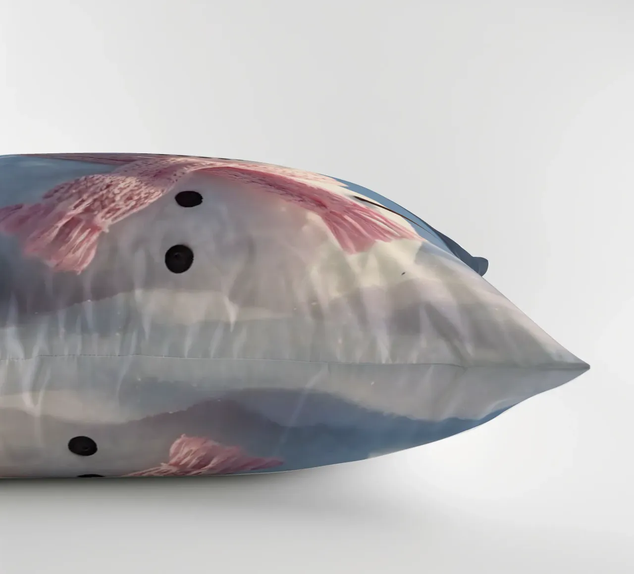 Pupazzo di neve con cappello e sciarpa rosa in piedi in un paesaggio invernale cuscino da DesignDoodle
