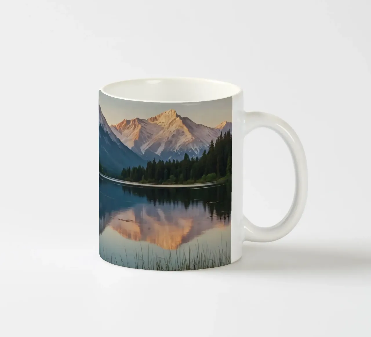 Riflessi di montagne maestose al crepuscolo su un lago tazza in ceramica da DesignDoodle