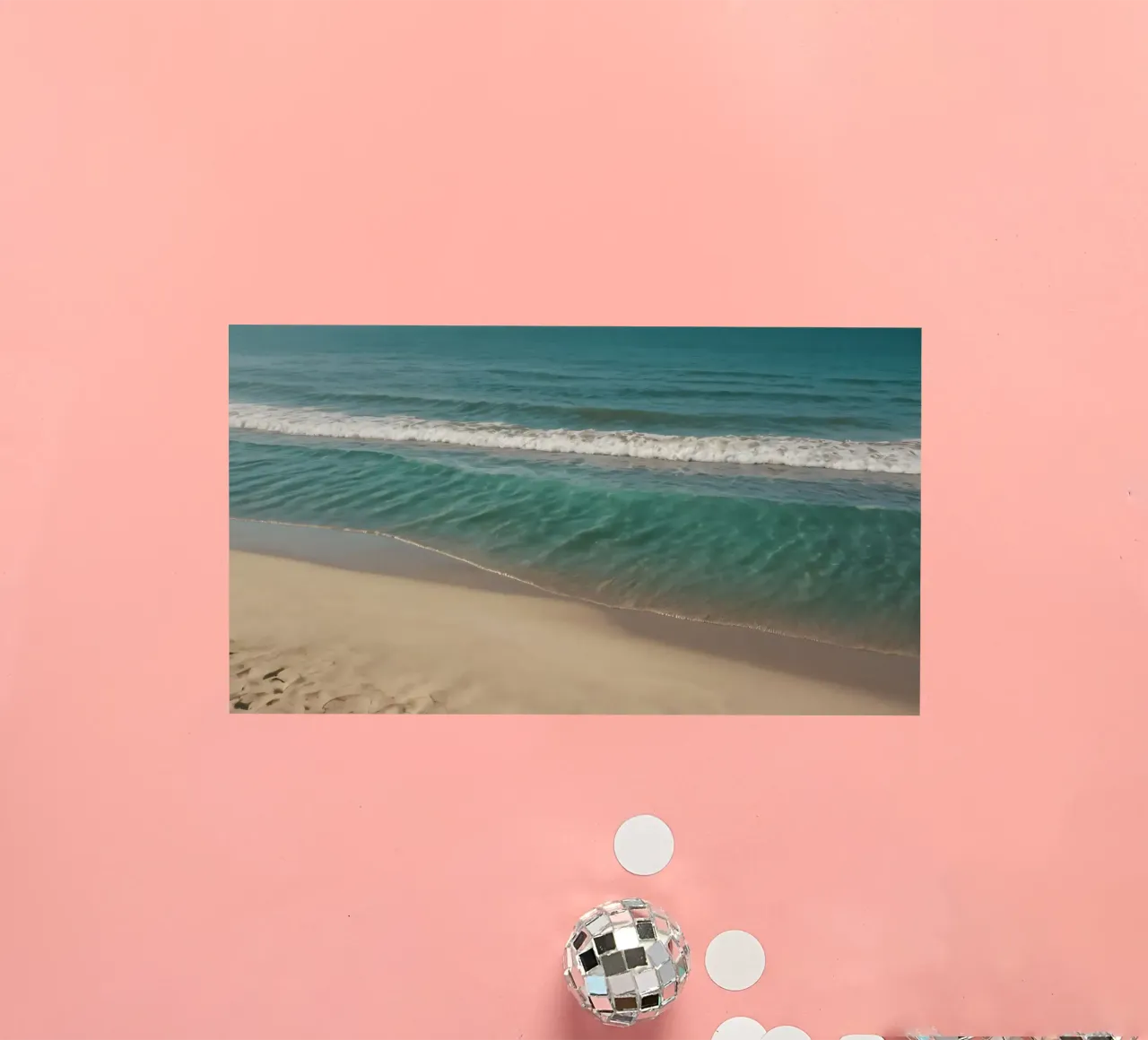 Waves gently lap the sandy shore on a bright sunny day sticker by DesignDoodle
