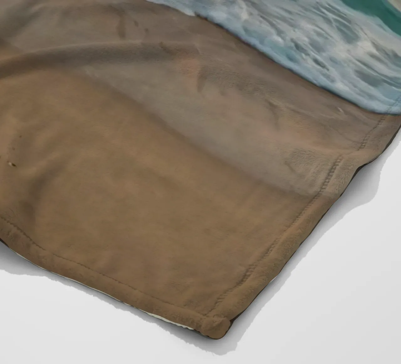 Soft waves lap against golden sand under a colorful sky fleece blanket by DesignDoodle