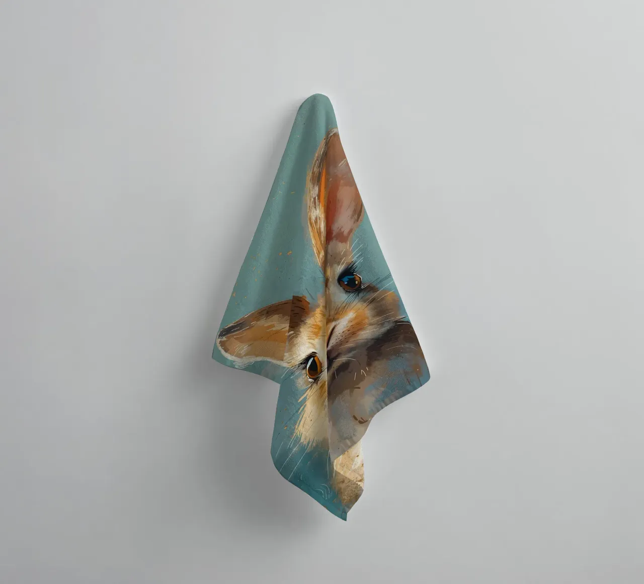 Serene Rabbit Gaze towel by Manh beo