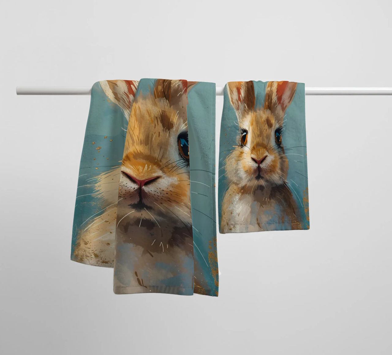 Serene Rabbit Gaze towel by Manh beo