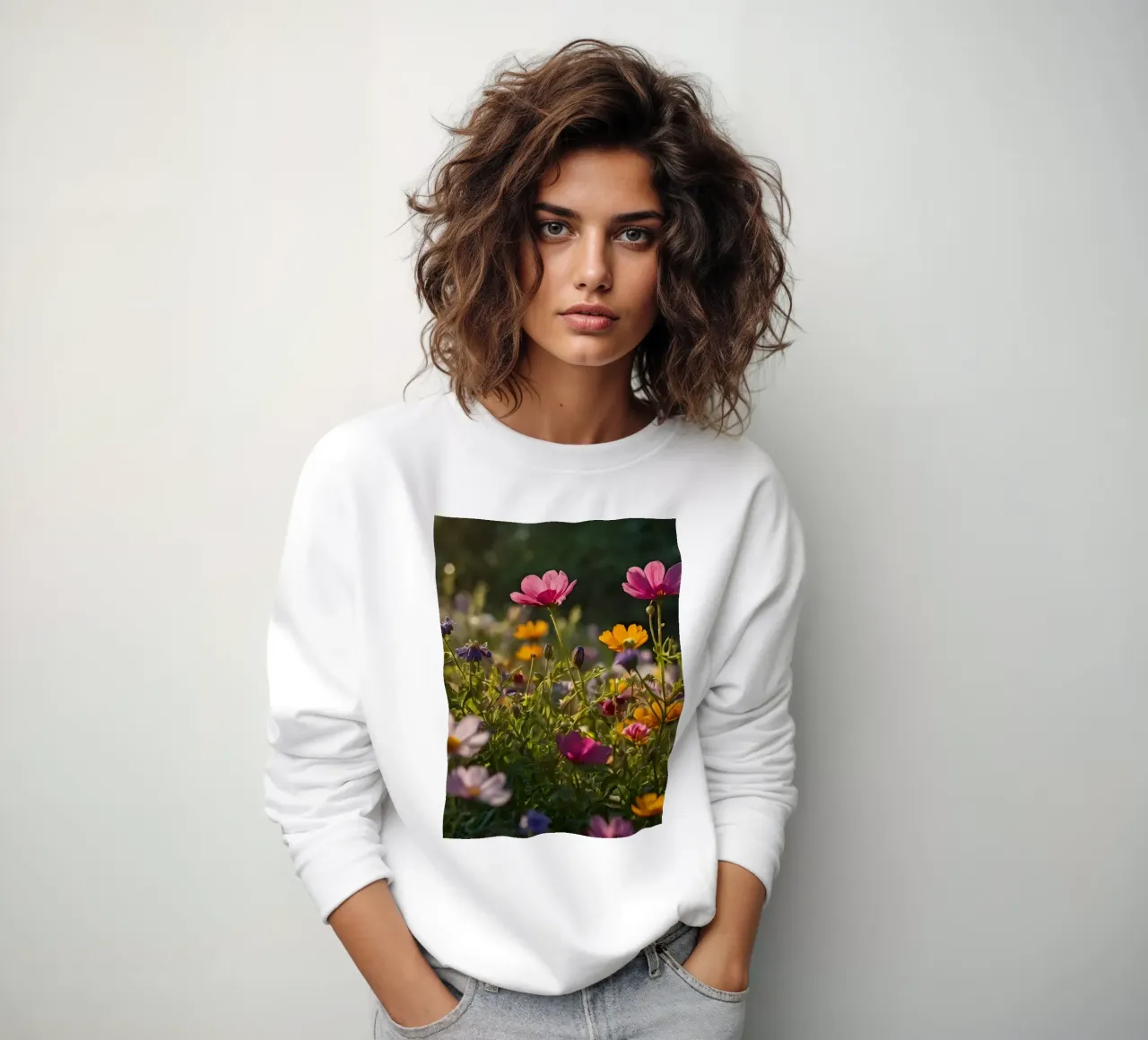 Fiori di campo colorati in un giardino illuminato dal sole in tarda primavera felpa da DesignDoodle