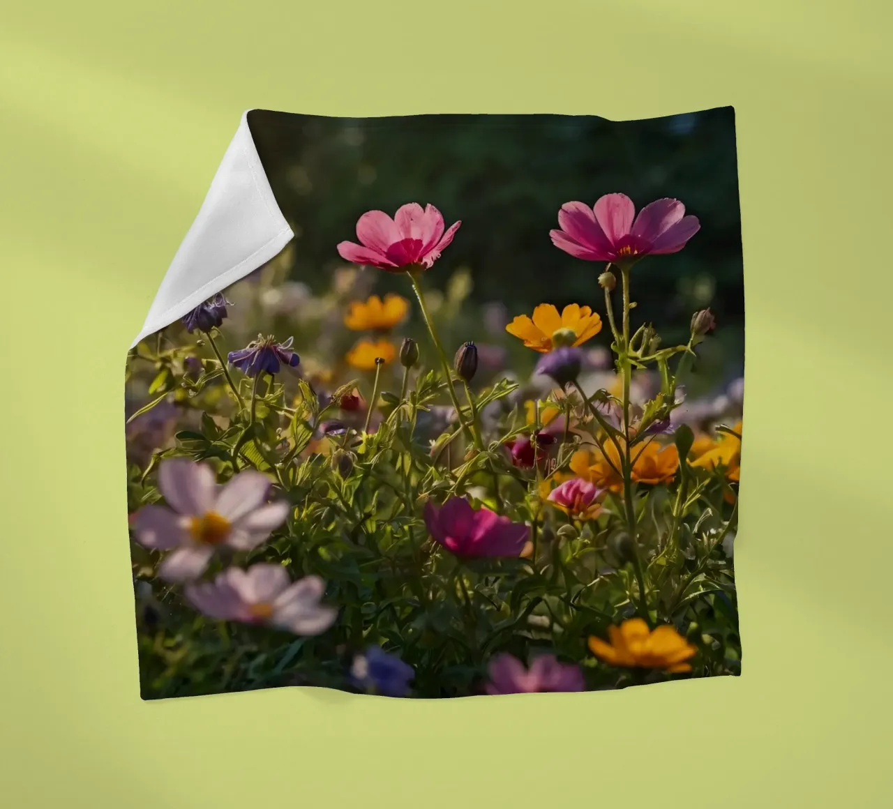 Colorful wildflowers in a sunlit garden during late spring fleece blanket by DesignDoodle