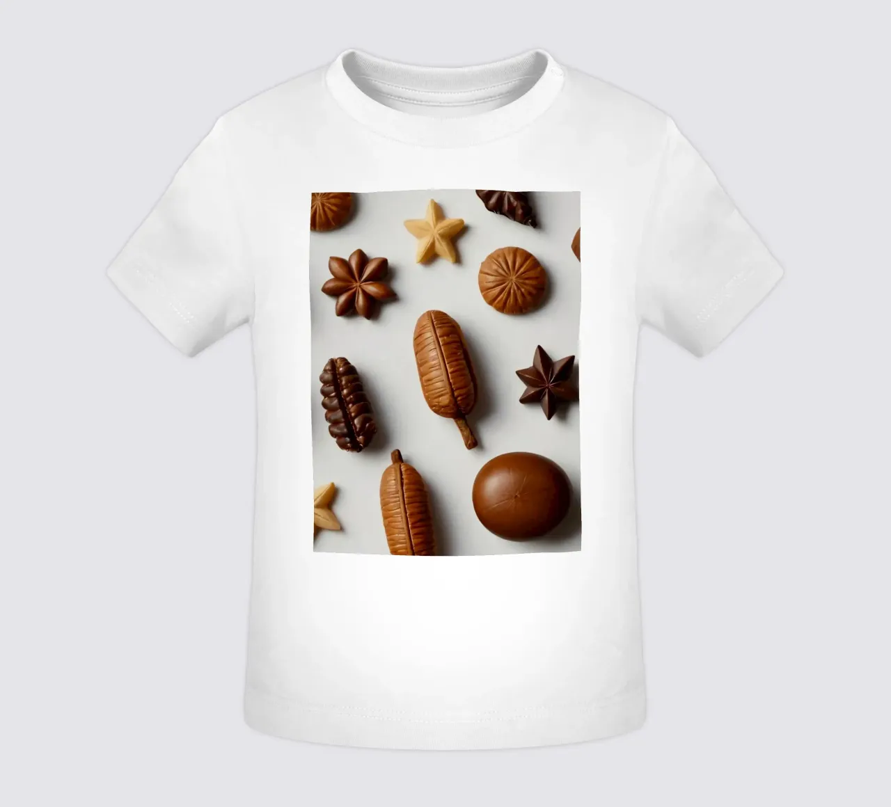 Assortment of assorted chocolates on a light background baby t-shirt by DesignDoodle