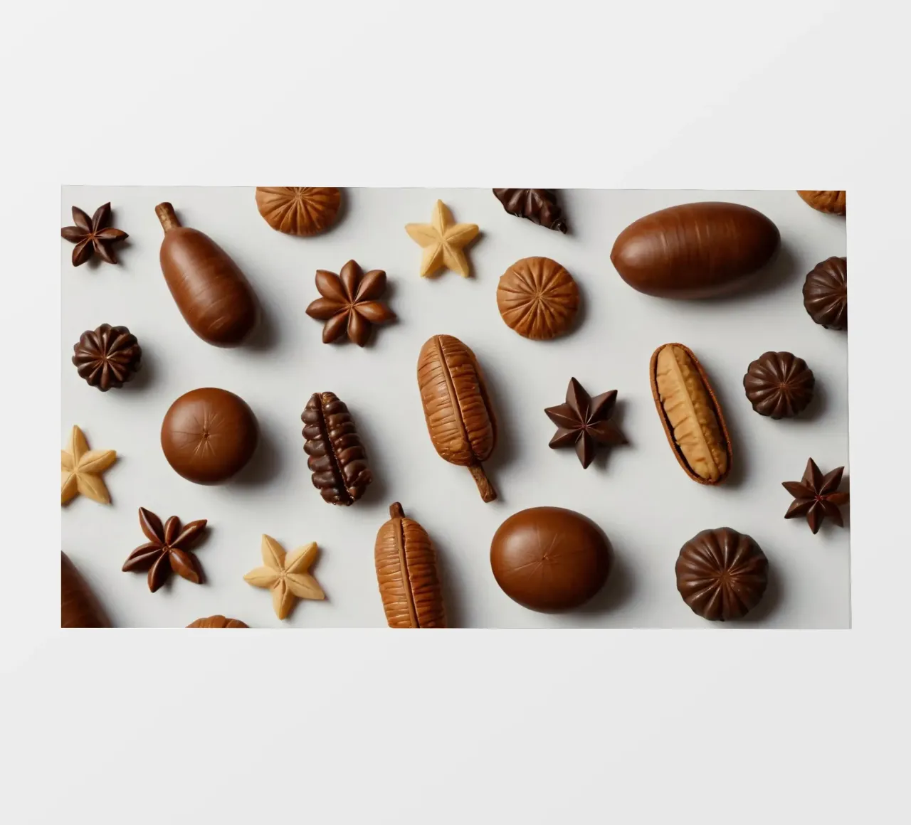 Sortiment sortierter Pralinen auf hellem Hintergrund Fototapete von DesignDoodle
