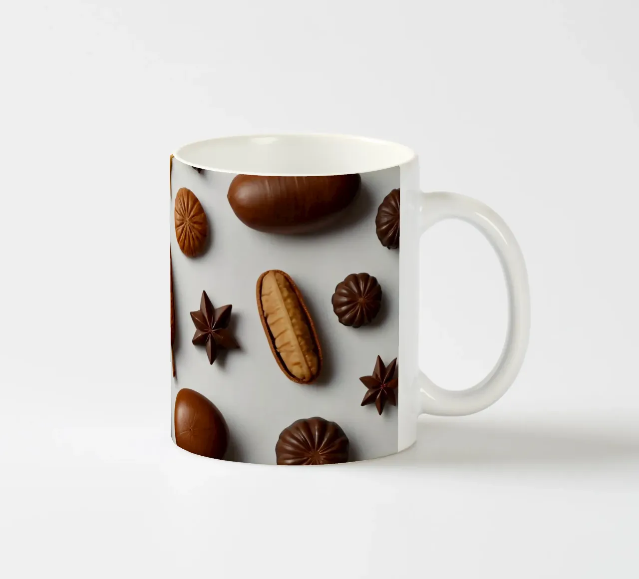 Sortiment sortierter Pralinen auf hellem Hintergrund Keramik Tasse von DesignDoodle