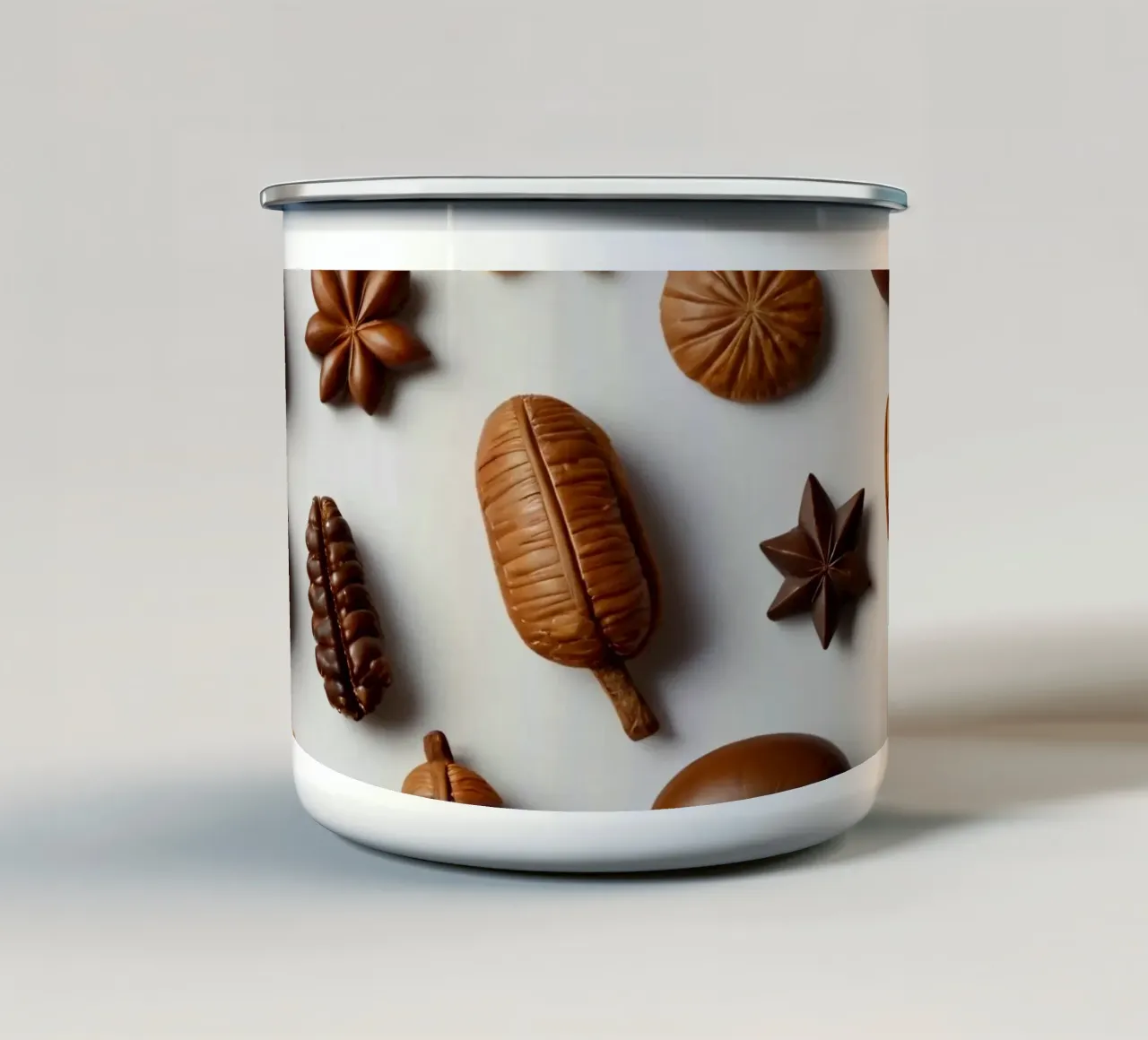 Sortiment sortierter Pralinen auf hellem Hintergrund Emaille Tasse von DesignDoodle