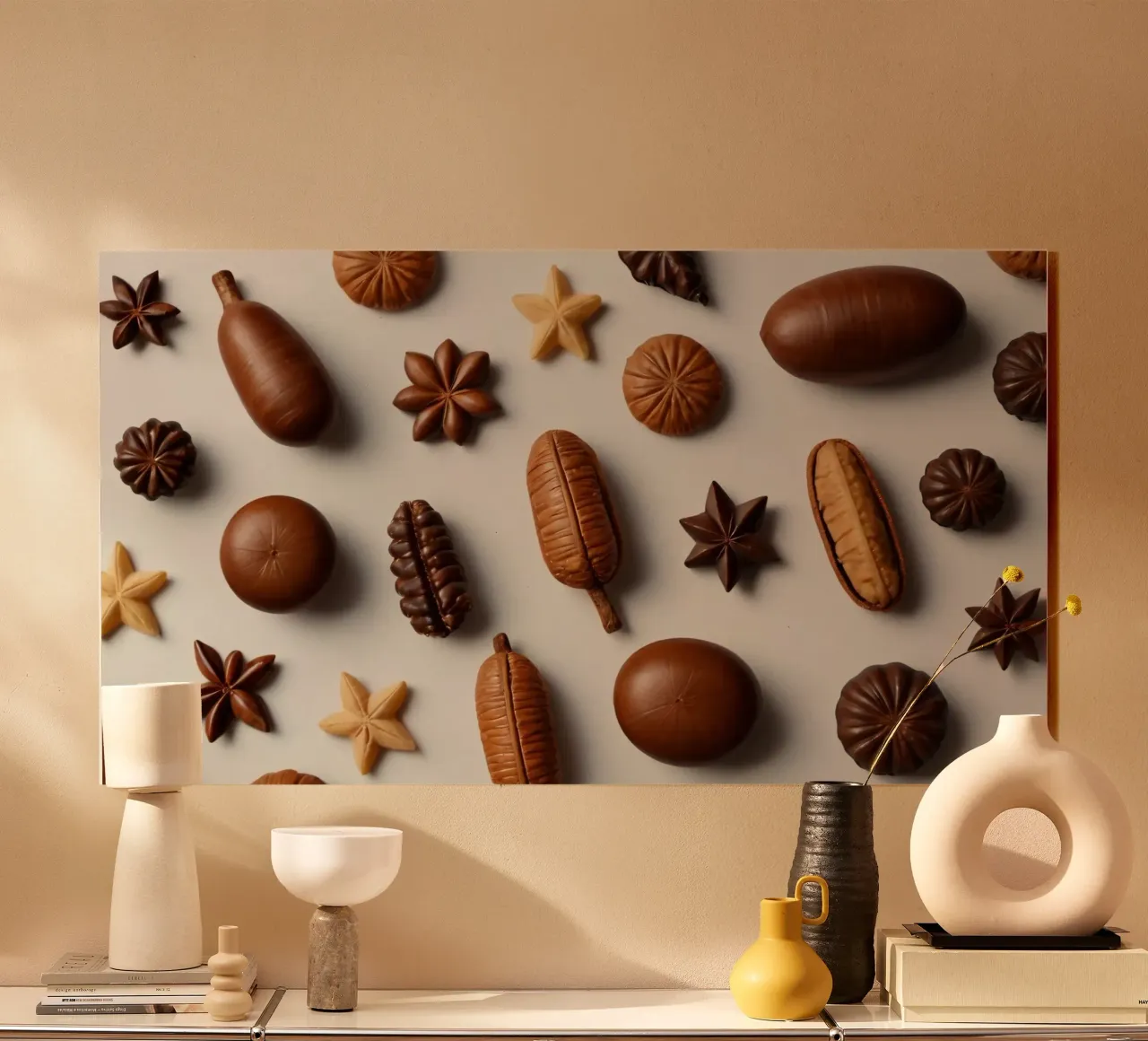 Sortiment sortierter Pralinen auf hellem Hintergrund Acryl-Glas von DesignDoodle