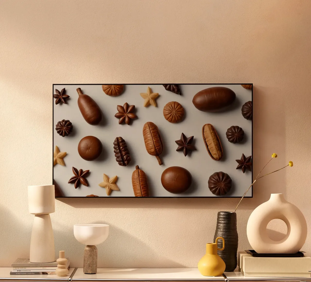 Sortiment sortierter Pralinen auf hellem Hintergrund Alu-Dibond von DesignDoodle