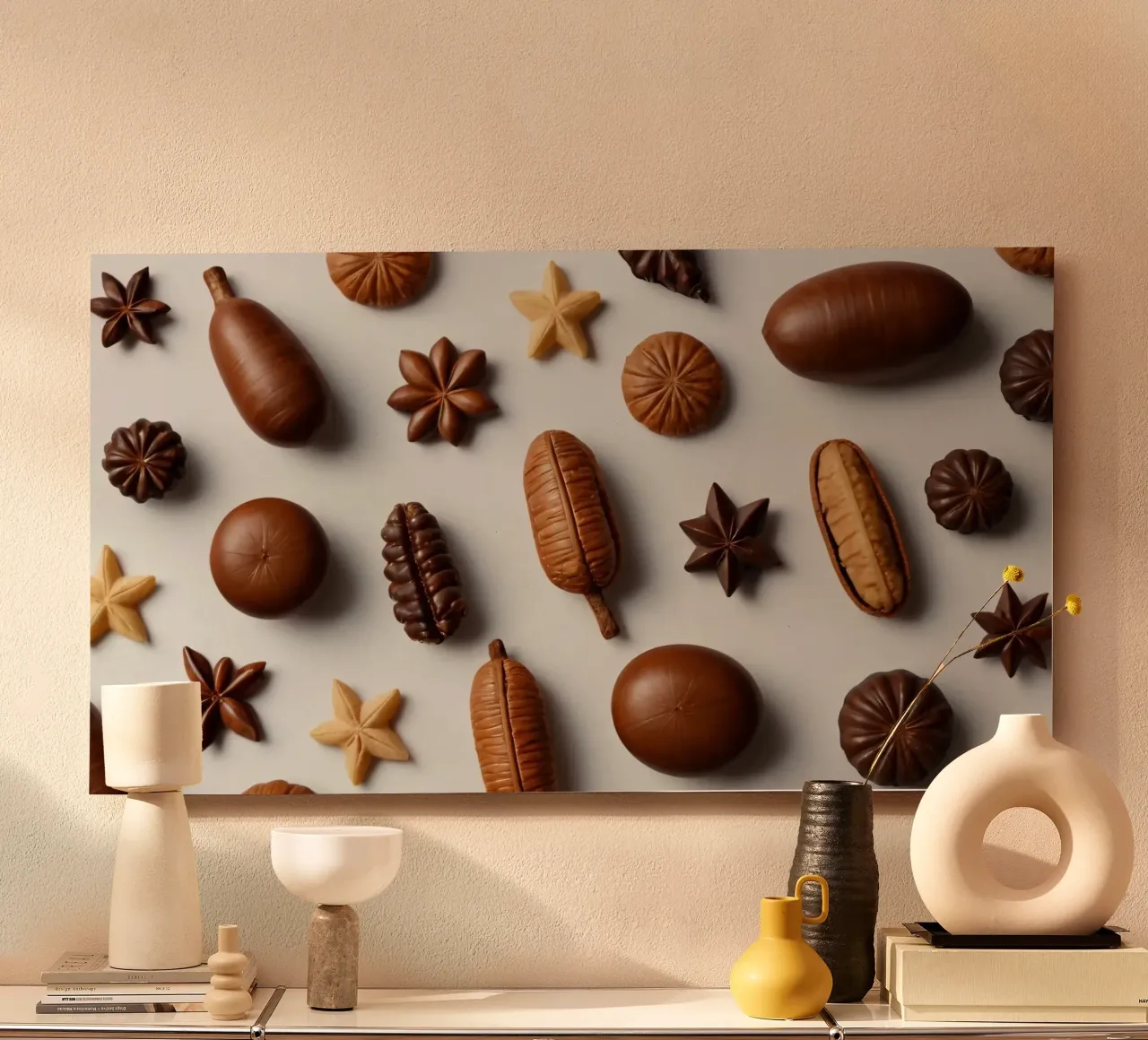 Sortiment sortierter Pralinen auf hellem Hintergrund Alu-Dibond von DesignDoodle