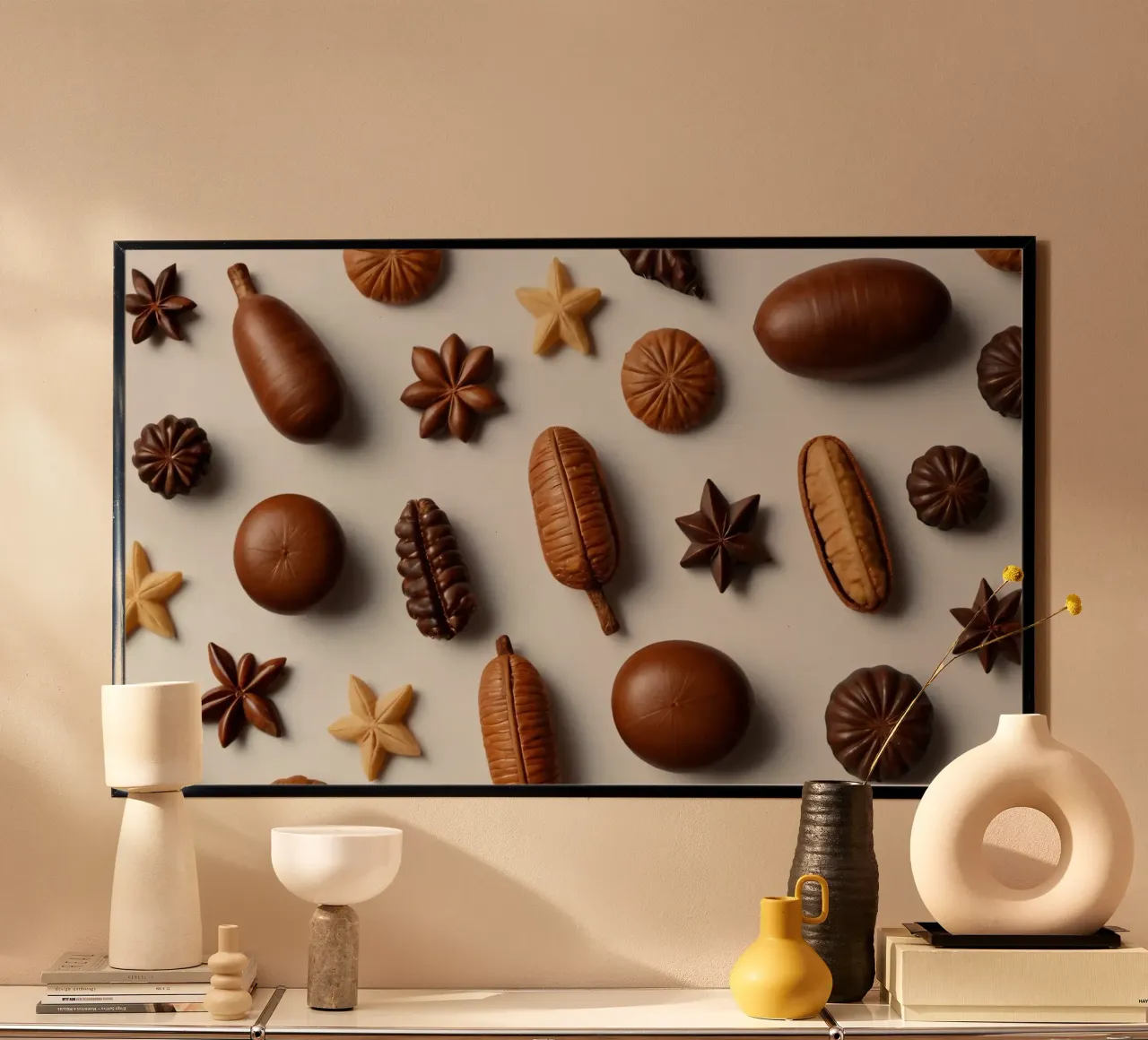 Sortiment sortierter Pralinen auf hellem Hintergrund Hahnemühle von DesignDoodle