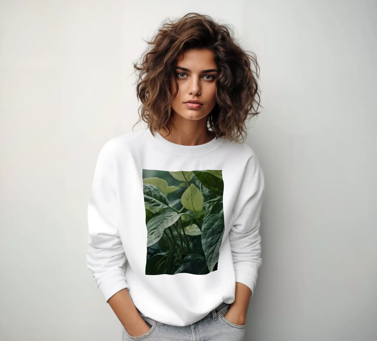 Foglie verdi e lussureggianti con texture diverse in un ambiente naturale e tranquillo. felpa da DesignDoodle