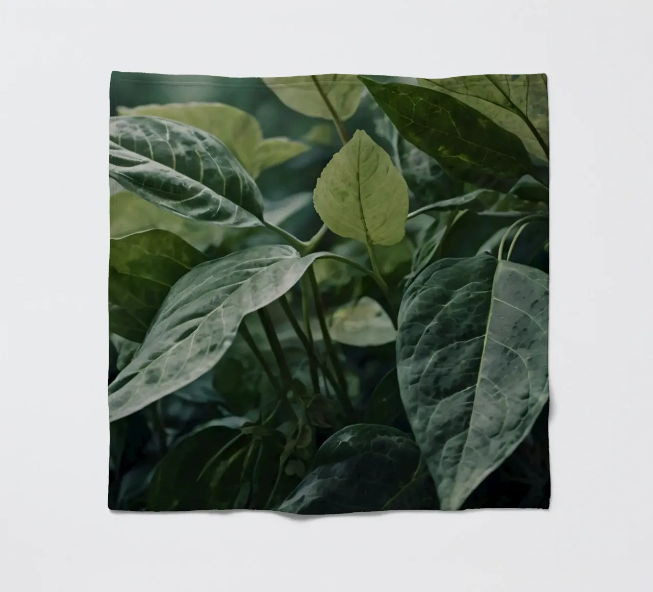 Foglie verdi e lussureggianti con texture diverse in un ambiente naturale e tranquillo. coperta in pile da DesignDoodle