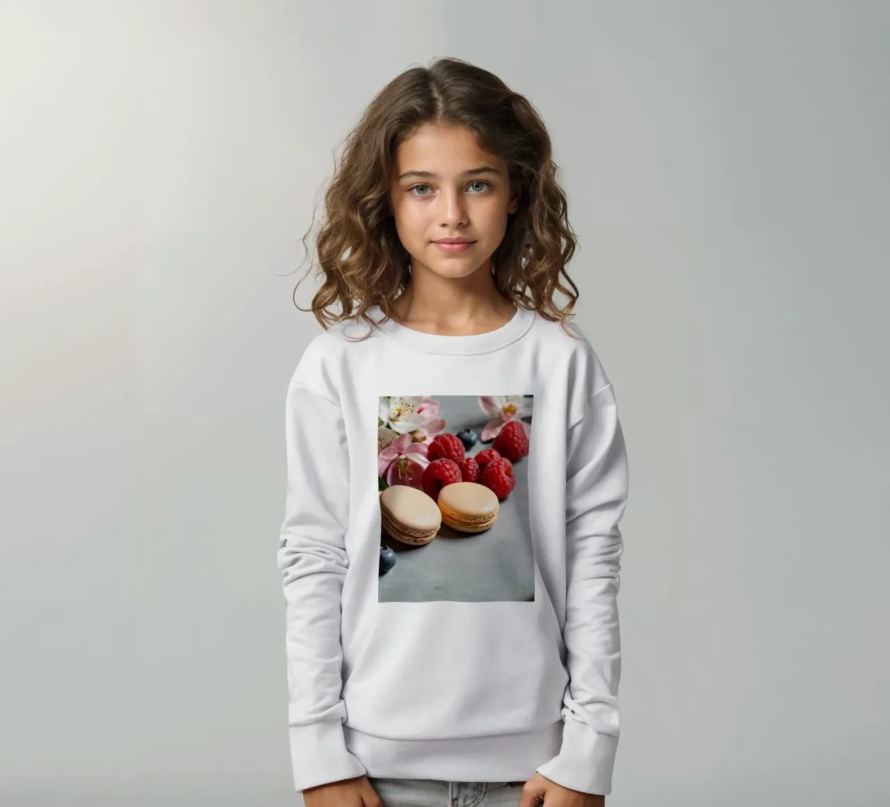 Macarons appena fatti circondati da vivaci frutti di bosco felpa bambino da DesignDoodle