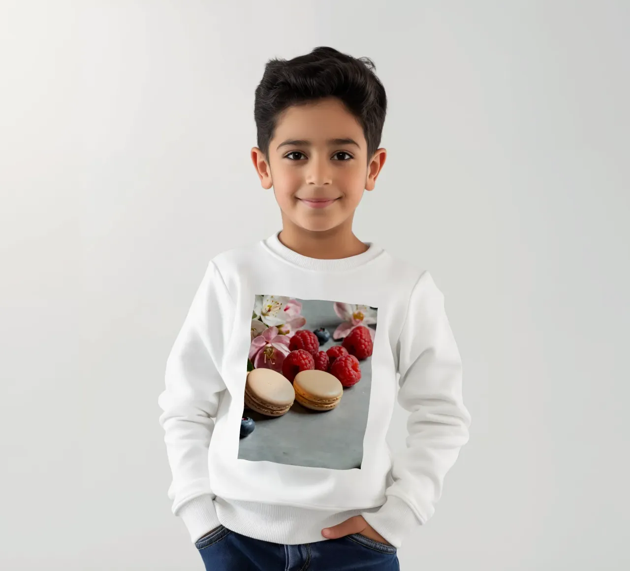 Macarons appena fatti circondati da vivaci frutti di bosco felpa bambino da DesignDoodle