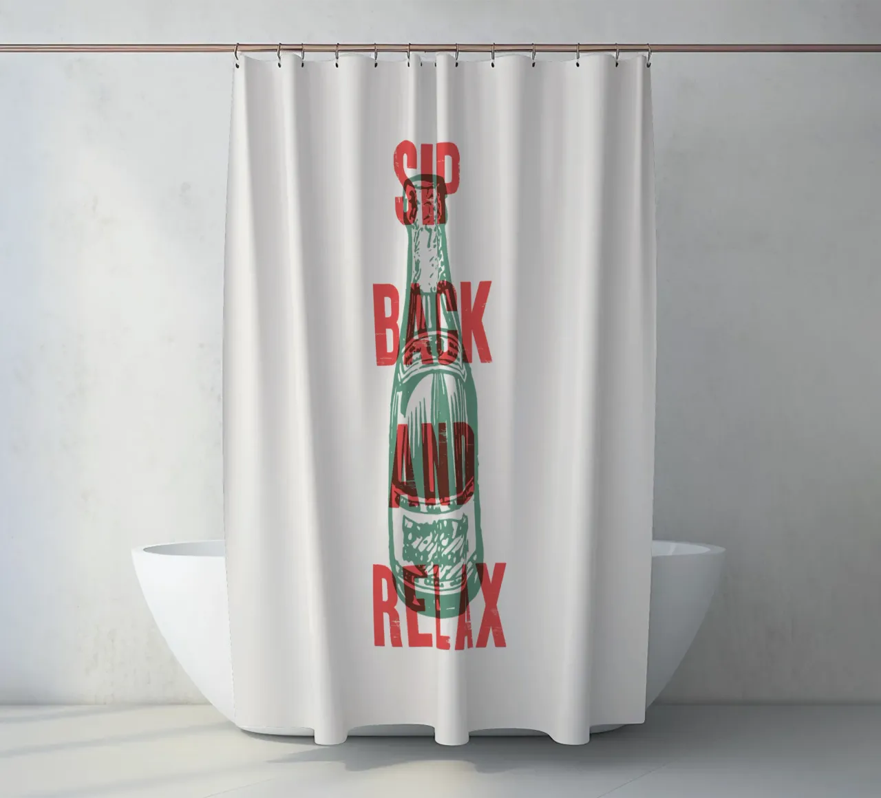 Nip achterover en ontspan douchegordijn van Vintagrafica