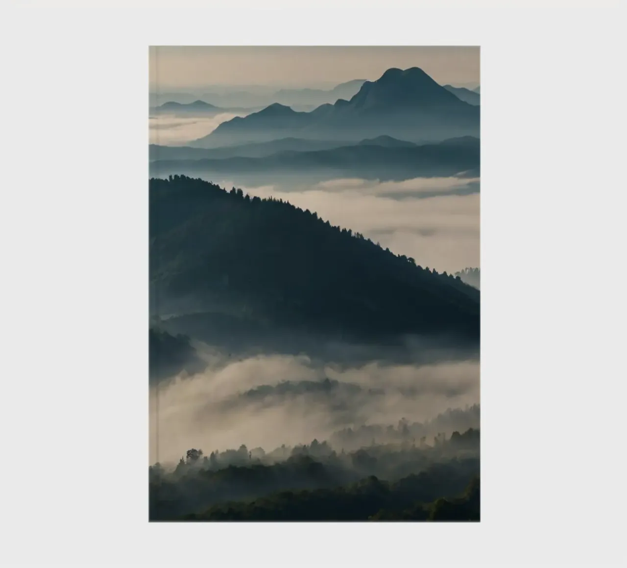 Majestic mountain range shrouded in mist notebook by DesignDoodle