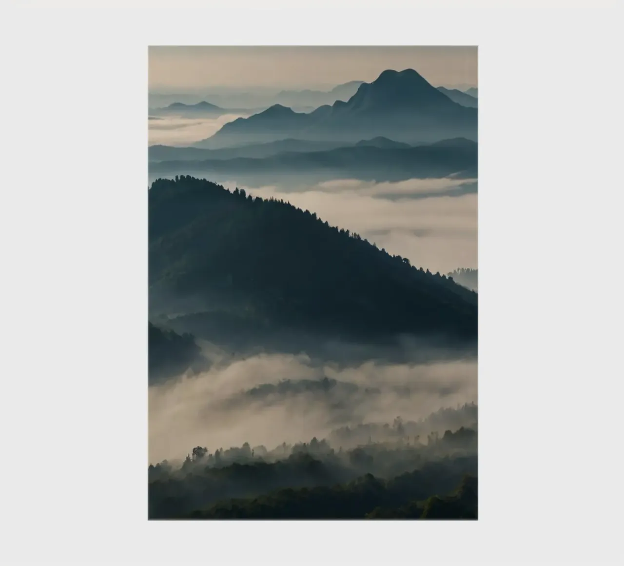 Majestic mountain range shrouded in mist notebook by DesignDoodle